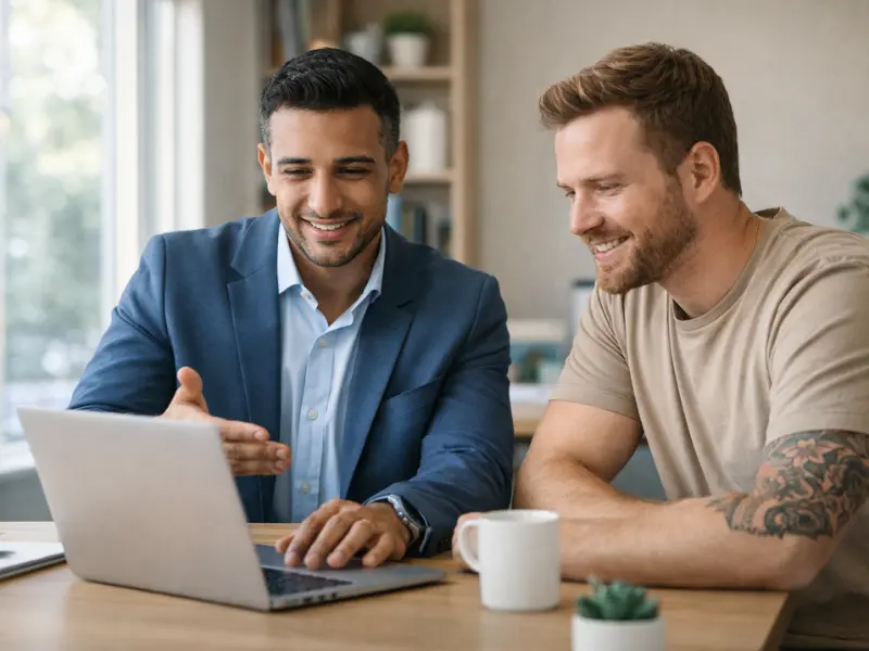 digital marketing expert explaining growth results to business owner